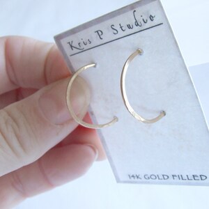 Small Gold Hoops reverse hoop earrings 14k gold-filled simple classic minimalist basic 3/4 18mm 20mm yellow rose image 4