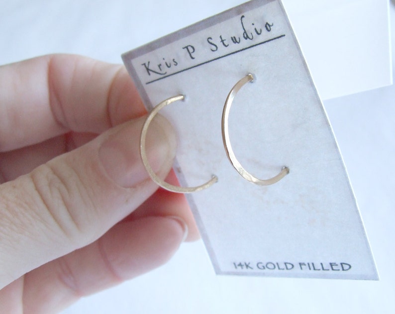 Small Gold Hoops reverse hoop earrings 14k gold-filled simple classic minimalist basic 3/4 18mm 20mm yellow rose image 4