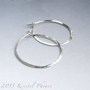 Titanium Hoops 2&quot; (or Niobium) - Extra Large Eco-Friendly Artisan Silver hoop earrings hammered simple basic 50mm 18ga Made in USA