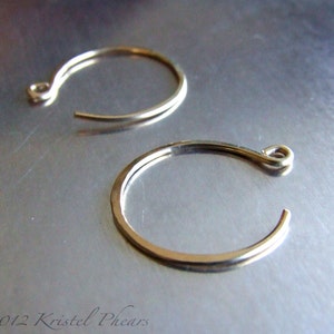 Small Gold Hoops - reverse hoop earrings 14k gold-filled simple classic minimalist basic 3/4" (18mm 20mm) yellow rose