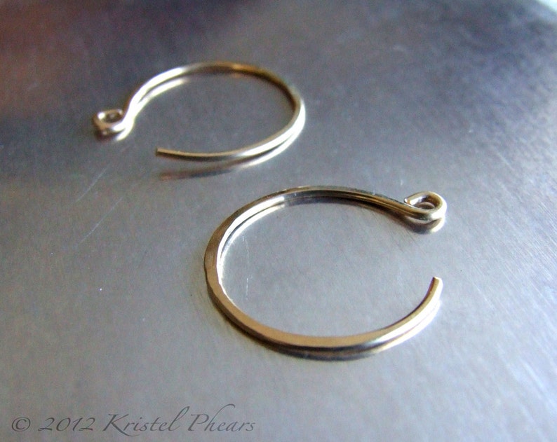 Small Gold Hoops reverse hoop earrings 14k gold-filled simple classic minimalist basic 3/4 18mm 20mm yellow rose image 1