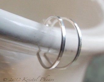 Aros pequeños de plata de ley - pendientes de aro invertidos Plata de ley Regalo simple clásico minimalista básico martillado 1/2" 12 mm 10 mm 15 mm