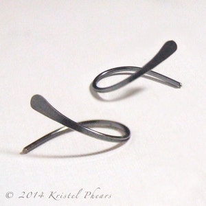 Titanium or Niobium Hoop Earrings - open swish, simple classic cold formed hand hammered Hypoallergenic Gift 20ga 18ga 16ga