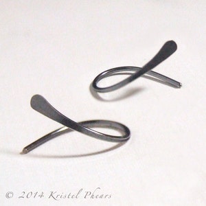 Titanium or Niobium Hoop Earrings open swish, simple classic cold formed hand hammered Hypoallergenic Gift image 1