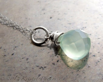 Collar con colgante de calcedonia - calcedonia azul aguamarina menta plata de ley Add-a-Dangle dama de honor boda novia regalo de amistad