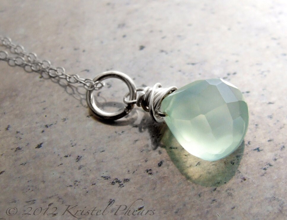 •LINKED• aqua chalcedony + silver necklace (ADJ to 19