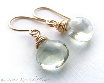 Pendientes de amatista verde - colgante dorado Ecológico Piedra natal de febrero Joyería de piedras preciosas de prasiolita aguamarina Regalo de cumpleaños
