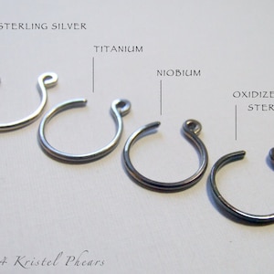 Extra Tiny Titanium or Niobium Hoops hypoallergenic gunmetal reverse hoop earrings simple modern 8mm 7mm 5/16 1/4 20ga men unisex nose image 5