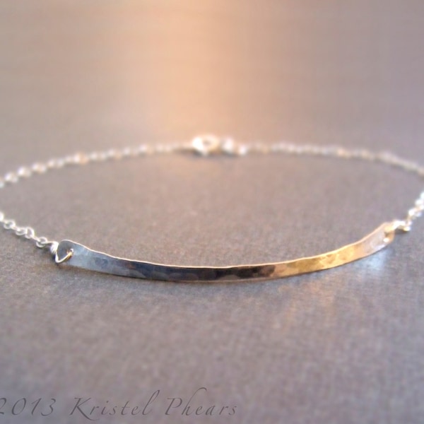 Hammered Bar Bracelet in Silver, Gold, or Rose-Gold - Eco-Friendly recycled sterling original design bridesmaid birthday Gift