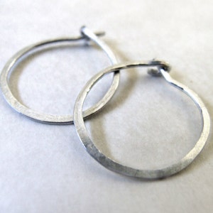 Silver Hoops small hoop earrings eco-friendly sterling argentium, fine silver, simple classic basic 3/4 1 18mm 20mm 25mm gift image 1