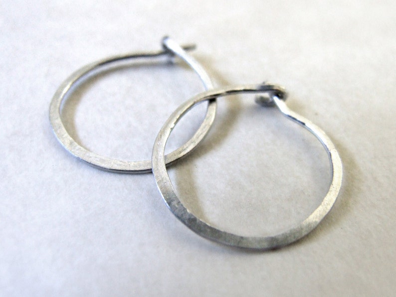 Silver Hoops small hoop earrings eco-friendly sterling argentium, fine silver, simple classic basic 3/4 1 18mm 20mm 25mm gift image 1