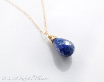 Lapis Necklace - genuine lapis lazuli blue 14k gold-filled or sterling eco-friendly genuine gemstone September birthstone Gift