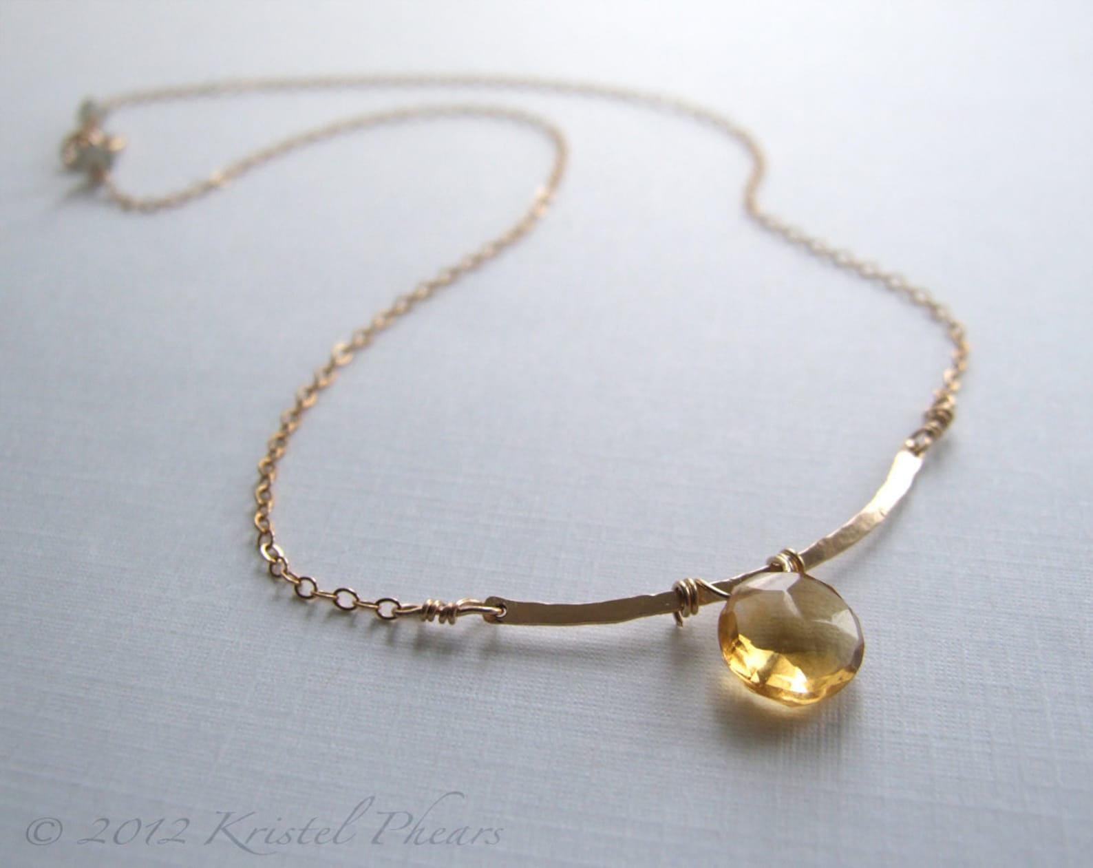 Necklace Statement Hammered Gold Bar 14k Goldfilled Etsy