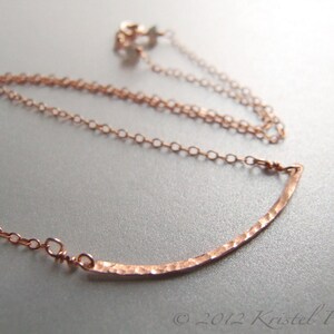 Rose Gold Bar Necklace - hammered gold eco-friendly GF, simple elegant minimal original jewelry design choker, statement, bridesmaid Gift