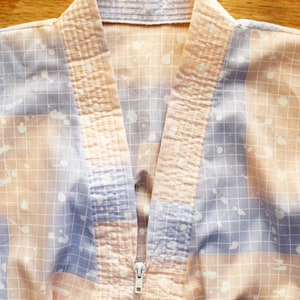 robe grid and airbrush paint splatter fabric with pocket and tie