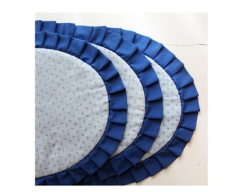 vintage handmade 3 oval quilted placemats with ruffles