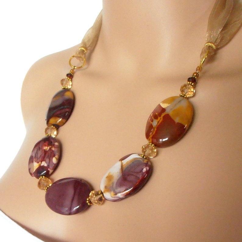 Chunky Gemstone Necklace Big Bead Jewelry Semi Precious Stone