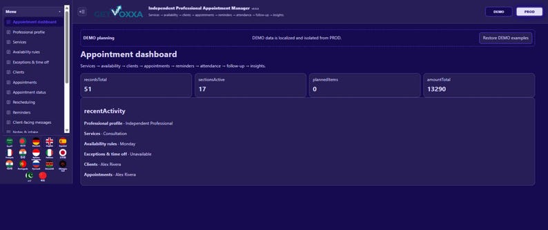 Independent Professional Appointment Manager | Local WebApp, No Subscription screenshot 1