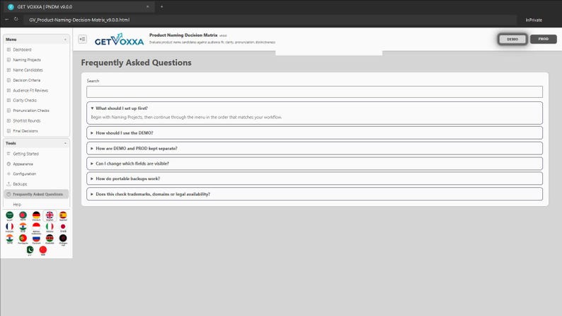Product Naming Decision Matrix screenshot 14