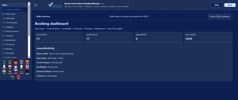 Sports Court & Space Booking Manager | Local WebApp, No Subscription screenshot 1