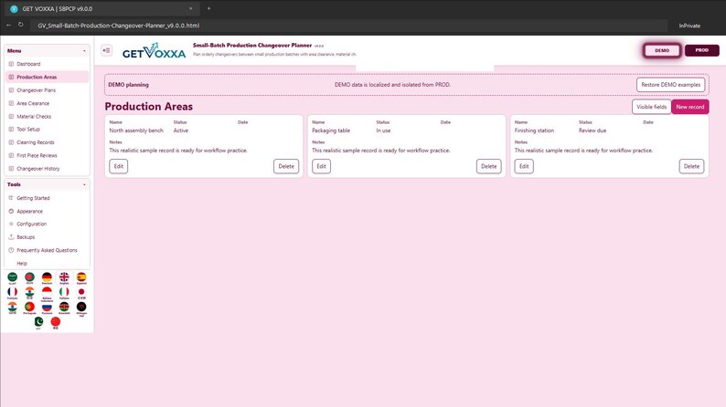 Small-Batch Production Changeover Planner screenshot 2