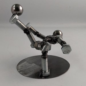 Recycled Metal Soccer Player Figurine: Handmade Sports Gift