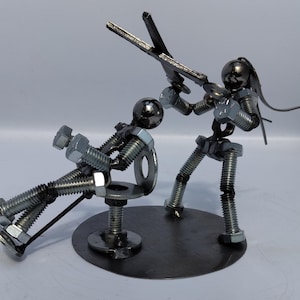 Female Hair Dresser, Metal Bolt Figurine, People