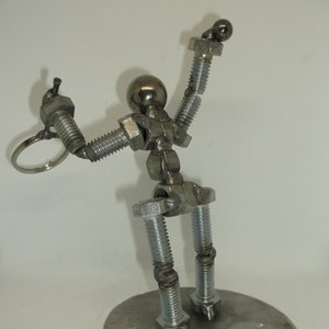 Tennis Player, Metal Bolt Figurine, Athlete, Sports figure, Upcycled Metal Art