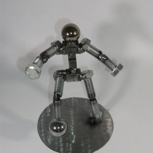 Handcrafted Metal Bolt Soccer Player Figurine: Sports Gift