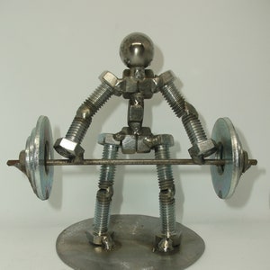 Dead Lift Metal Bolt Figurine Weight Lifter, exercise, weight training