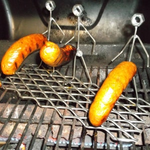 Triple Hot Dog Man, Barbeque Grill Guy, Metal Art BBQ Brat Cooker image 5