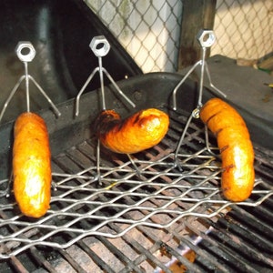 Triple Hot Dog Man, Barbeque Grill Guy, Metal Art BBQ Brat Cooker image 4