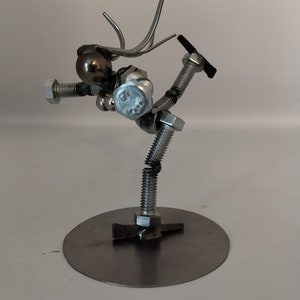 Female Figure Skater, Miniature Metal Bolt Figurine, Up cycled Welded Art, ice skating