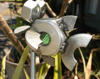 Green Fish, Metal Fish Yard Stake, Garden Art, Metal Fish Sculpture