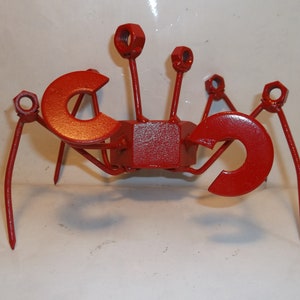 Red Crab Scrap Metal Recycled Art, Crab Sculpture Figurine