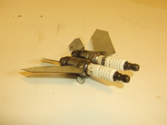 Twin Jet Airplane Model Spark Plug Art Magnet