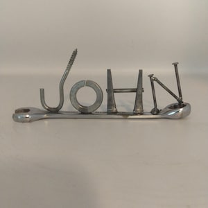 John, Miniature Metal Wrench, Gift for him, present, Up cycled Welded Art