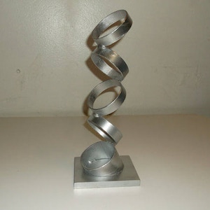 Metal Sculpture of Rings, welded abstract art