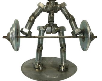 Dead Lift Metal Bolt Figurine Weight Lifter, exercise, weight training