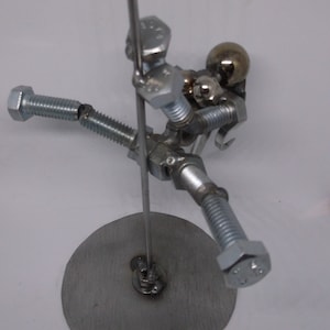Exotic Dancer, Pole Dancer, Metal Bolt Figurine, Up cycled Art,