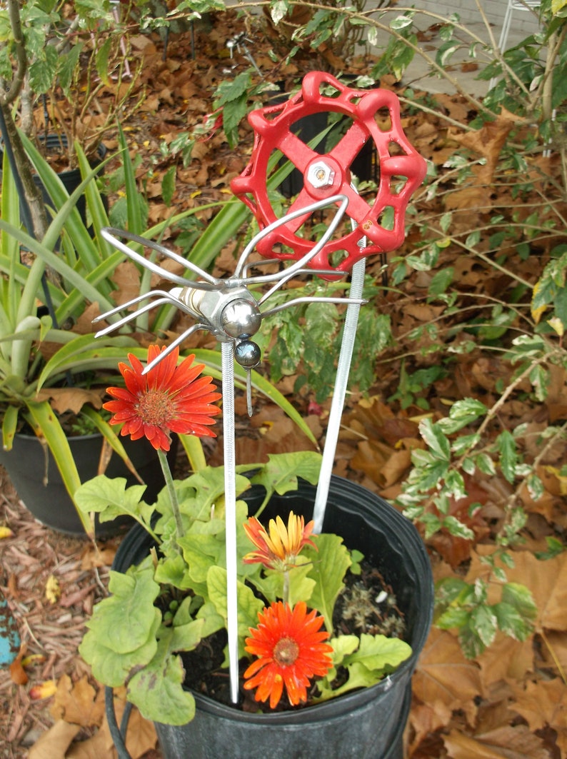 Mosquito Spark Plug Garden Stake Metal Sculpture Insect Etsy