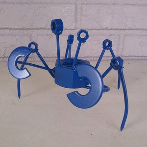 Blue Crab Scrap Metal Recycled Art, Crab Sculpture Figurine image 3