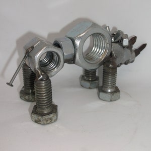Rhino, Metal Rhino Sculpture, Animals, Miniature up Cycled Metal Art - Etsy