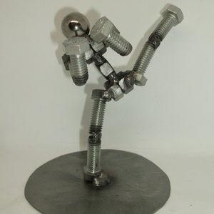 Kick Boxer, Metal Bolt Figurine, karate fighter Athlete, martial arts, Muay Thai