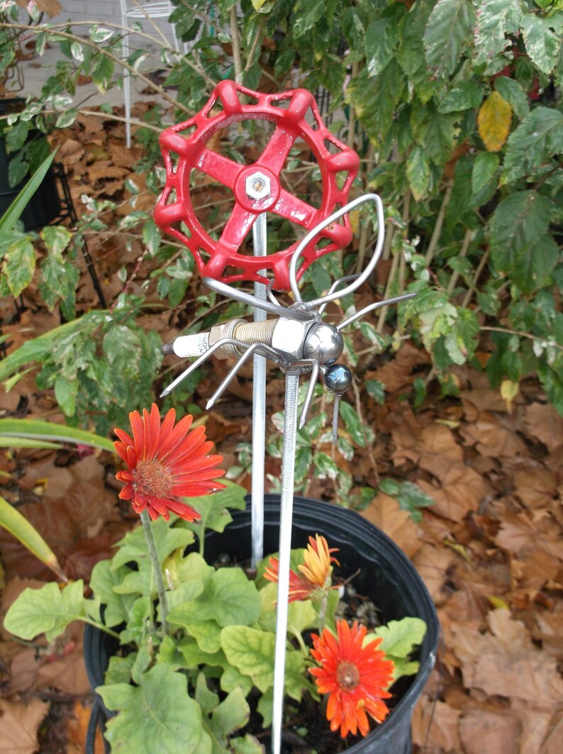 Mosquito Spark Plug Garden Stake Metal Sculpture Insect Etsy