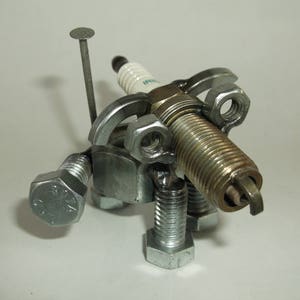 Dog Peeing, Dog Figurine, Metal Spark Plug Dog