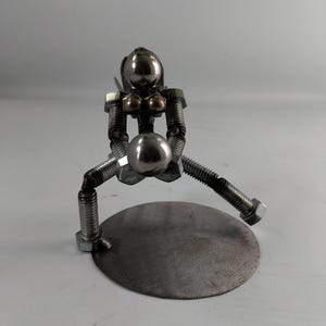 Female Volleyball Player, Metal Figurine, Upcycled Metal Art