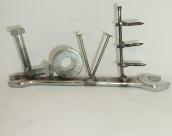 Love Valentine Gift, Tiny wrench, Valentines Day present, Upcycled Art