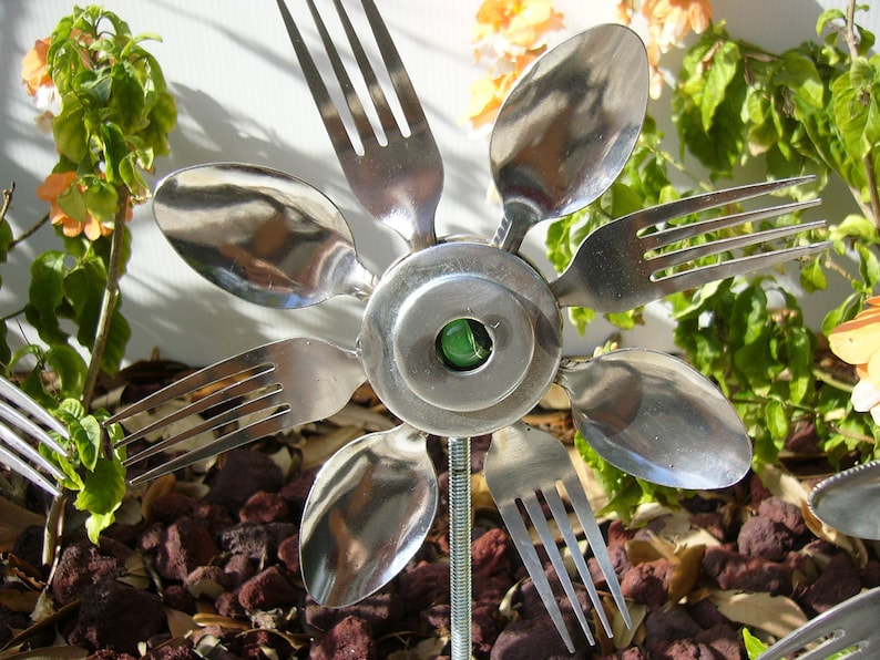 Spoon and Fork Sunflower Garden Artgreen Etsy