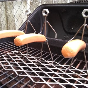 Triple Hot Dog Man, Barbeque Grill Guy, Metal Art BBQ Brat Cooker image 2